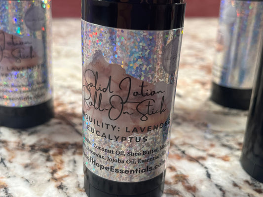 Solid Lotion Roll-On Stick in Eucalyptus Rose
